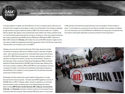 POLAND - BANKS FUNDING THE DIRTIEST FORM OF COAL